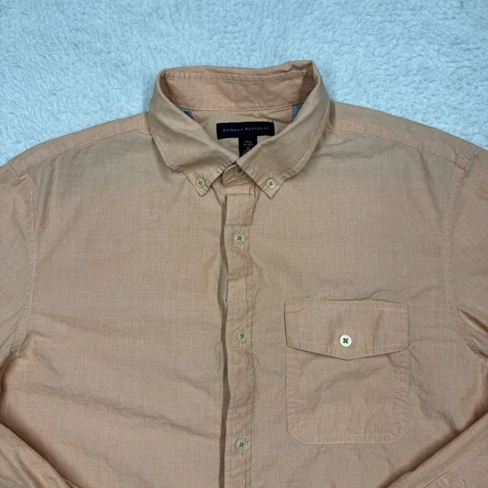 Banana Republic Shirt Pink Button Down Long Sleeve Casual Men's Size Medium Tall